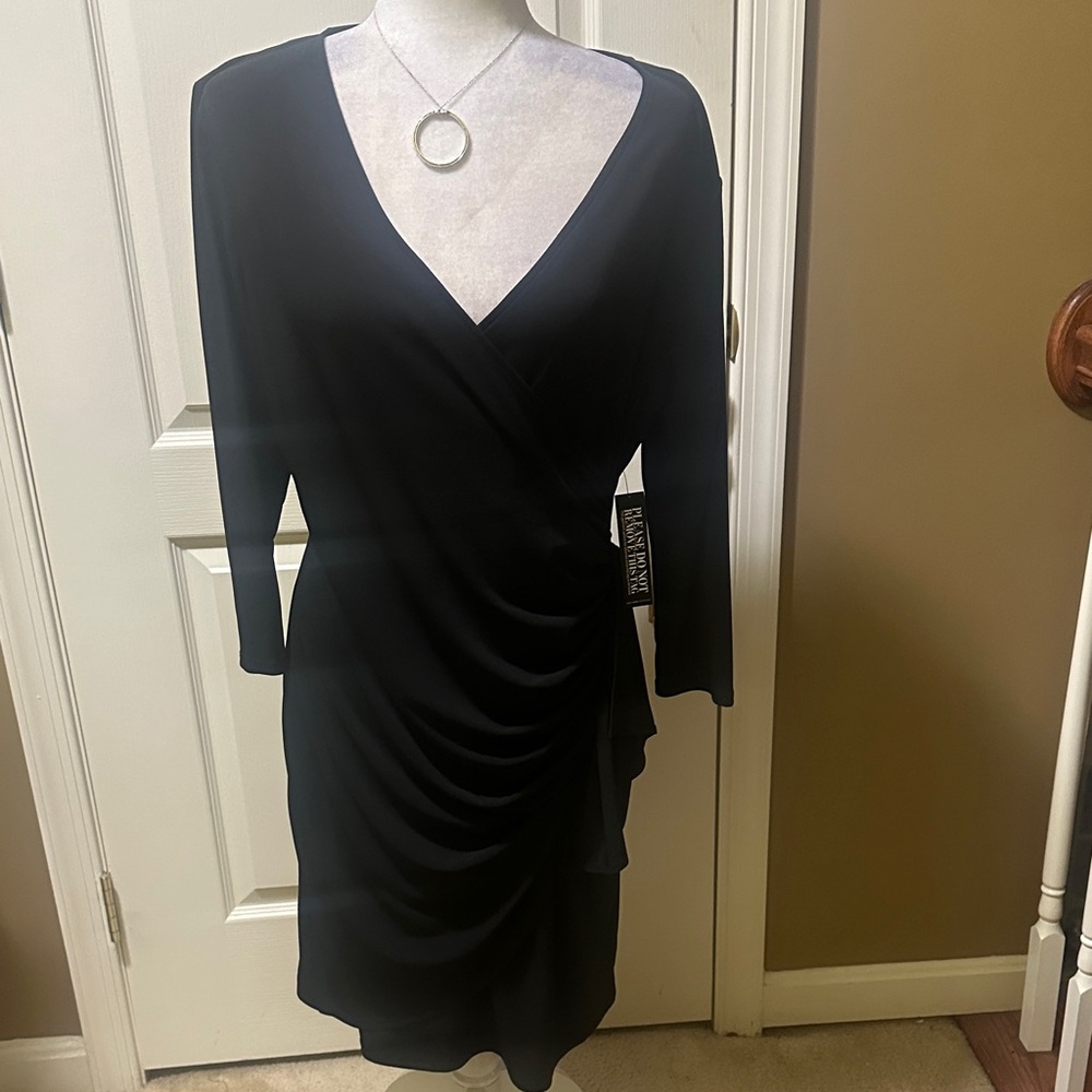 Elegant Black Faux Wrap Dress
